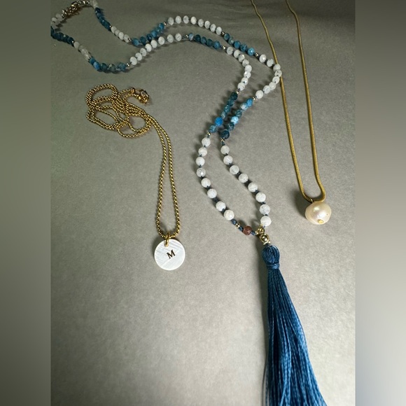 Handmade 18k gold•Apatite & Moonstone gemstone necklace. - Picture 5 of 6